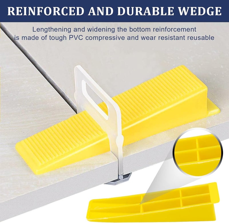 BAUMFEUER Tile Leveling System with Tile Plier and Rubber Mallet, 1000 Piece Tile Spacers Clips and 200 Piece Reusable Wedges, Tile Leveler Tool Set for Tile and Stone Installation (1/16 Inch） - Image 4
